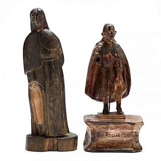 Two Carved Figurines of St. Roch 