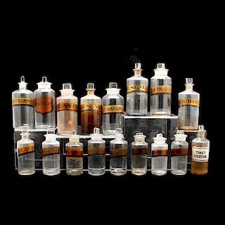 Group of Apothecary (17) Pharmacy Bottles 