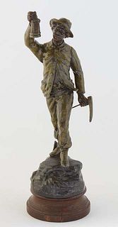Emil Fuchs (1866-1929, Austrian/American), "The Miner," 20th c. patinated spelter, impressed signature proper left rear of integral base, mounted on a