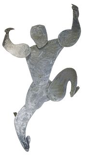 American School, "Jumping Man," 20th c., abstract aluminum sculpture, H.- 104 in., W.- 45 in., D.- 3 in.