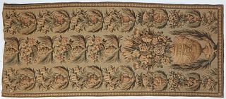 French Verdure Tapestry, mid-20th century, depicting a lush landscape with a chateau in the distance, with a scrolling floral vine border, H.- 63 in.,