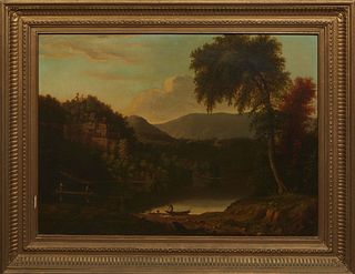 William G. Boardman (New York, 1815-1895), "Hudson River School Landscape," 19th c., oil on canvas, signed lower left, presented in a gilt frame, H.- 