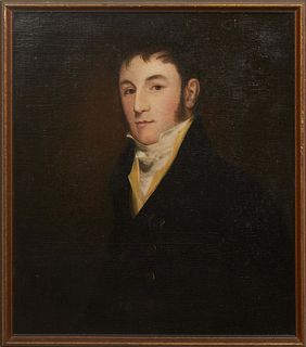 Continental School, "Portrait of a Gentleman," 19th c., oil on canvas, unsigned, presented in a gilt frame, H.- 27 5/8 in., W.- 23 5/8 in., Framed H.-
