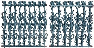 Four Wrought Iron Cornstalk Fencing Panels, 20th c., 4' x 18'.
