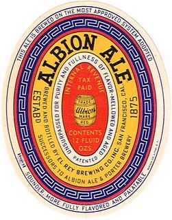1937 Albion Ale 12oz Label WS36-10 San Francisco, California