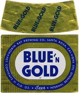 1948 Blue & Gold Beer 11oz Label WS55-03 Santa Rosa, California