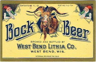 1935 Bock Beer Quart Label WI525-14 West Bend, Wisconsin