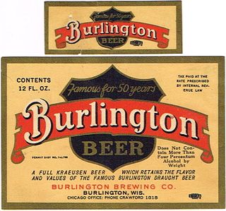 1933 Burlington Beer 12oz Label WI47-04 Burlington, Wisconsin