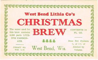 1927 Christmas Brew 14oz Label WI525-03 West Bend, Wisconsin
