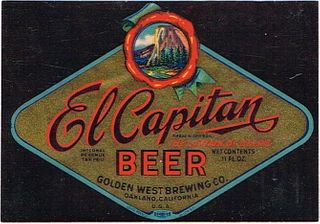 1940 El Capitan Beer 11oz Label WS26-08 Oakland, California