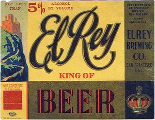 1933 El Rey Beer 11oz Label WS36-03V San Francisco, California