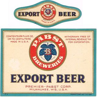 1937 Export Beer Label 24oz WI286-117 Milwaukee, Wisconsin