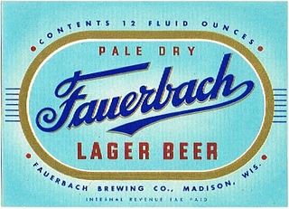 1943 Fauerbach Lager Beer 12oz Label WI241-24 Madison, Wisconsin