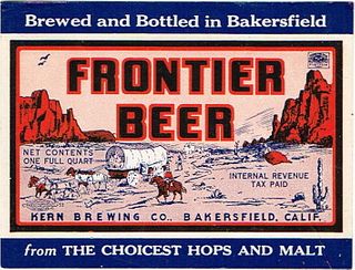 1939 Frontier Beer Quart Label WS5-08 Bakersfield, California