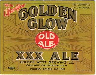1935 Golden Glow Old Ale 11oz Label WS25-17V Oakland, California