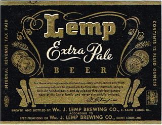 1939 Lemp Extra Pale Beer Label No Ref. IL76-17 East Saint Louis, Illinois