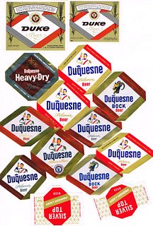 Lot of 14 Unused 1960s-70s Duquesne Beer Labels Philadelphia, Pennsylvania