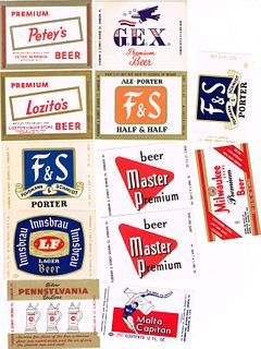 Lot of 26 Unused 1950s-60s Fuhrman & Schmidt Beer Labels Shamokin, Pennsylvania