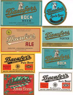 Lot of 8 1930s Daeufer-Liebermann Beer Labels Allentown, Pennsylvania