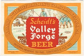 1936 Scheidt's Valley Forge Beer 12oz Label PA61-01 Norristown, Pennsylvania