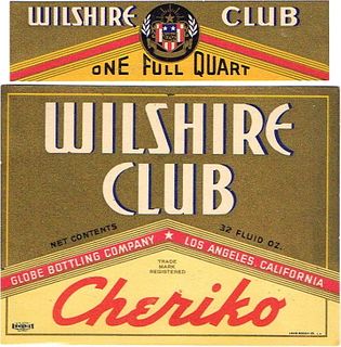 1930 Wilshire Club Cheriko 32oz Label WS47-09V San Francisco, California