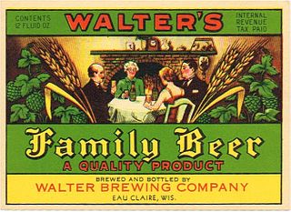 1944 Walter's Family Beer 12oz Label WI95-13 Eau Claire, Wisconsin