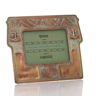 Tiffany Studios, New York, Bronze Calendar/Picture Frame in American Indian Pattern