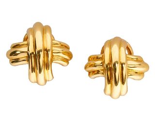 Tiffany and Co. 18kt Signed Gold "Signature" Earrings