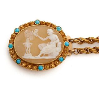 Exceptional circa 1830 18k gold carved cameo bracelet classic mythological scene