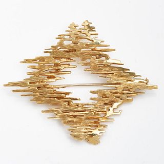 Abstract textured 18K gold brooch