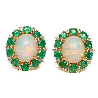 14kt gold, diamond and emerald earrings