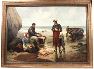 Henri Van Wyck, Oil on Canvas, Fishermen
