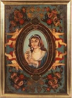 Oil on Canvas, Medallion of Persian Woman