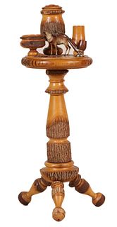 Carved Oak Smoking Stand