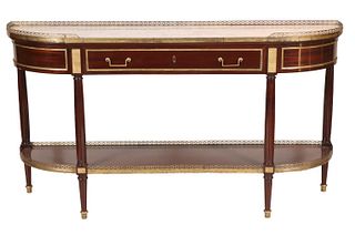 Louis XVI Style Marble Top Mahogany Console Table