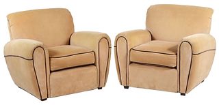Pair of Art Deco Style Upholstered Club Chairs