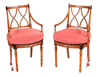 Pair of Edwardian Style Paint-Decorated Armchairs