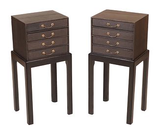 Pair of Modern Ebonized Accent Tables