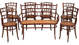 Suite of Bentwood Caned Seating Furniture