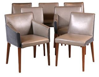 Seven Wittmann Modern Grey-Leather Dining Chairs
