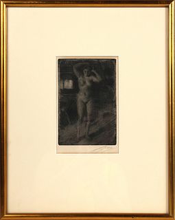 Anders Zorn, Etching, "Anna Doing Her Hair"