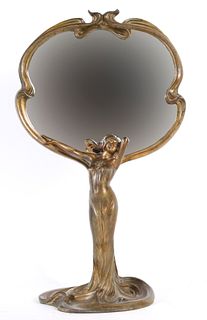 Art Nouveau Brass Mirror