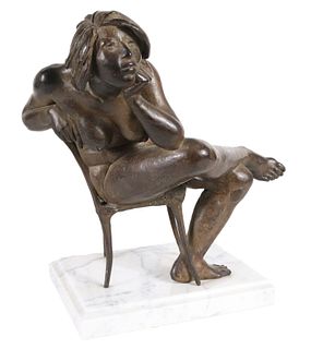 Bruno Lucchesi, Bronze, Woman Sitting on Chair