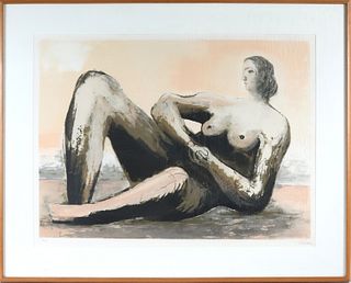 Henry Moore, Color Lithograph, Reclining Woman