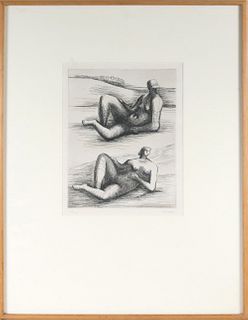 Henry Moore, Etching, Two Reclining Figures