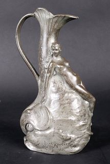 J. Garnier Art Nouveau Figural Dolphin Jug