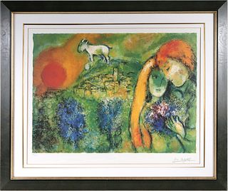 Marc Chagall, Photolithograph, "Lovers"