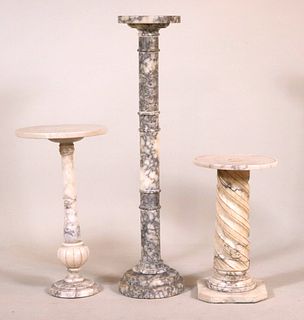 Three White Marble Pedestals
