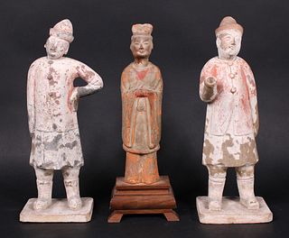 Two Chinese Polychrome Terracotta Tomb Figures
