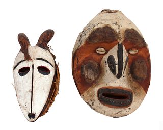 Two Painted Wood Tribal Masks